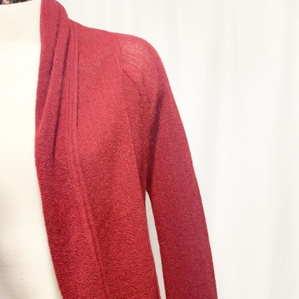 Peruvian Connection Maroon Open Front Cardigan Xs - image 4
